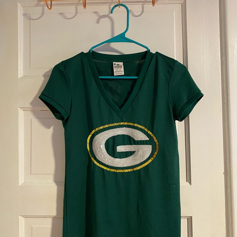 Victoria's Secret PINK NFL Green V-Neck jersey